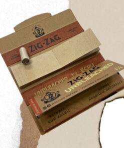 ZIG ZAG UNBLEACHED 1 1/4 ROLLING PAPER W TIPS 50PK