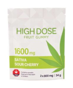 High Dose Fruit Gummy – Sour Cherry 1600mg THC (Sativa)