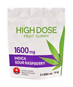 High Dose Fruit Gummy – Sour Raspberry 1600mg THC (Indica)