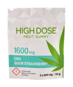 High Dose Fruit Gummy – Sour Strawberry 1600mg CBD