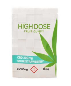 High Dose Fruit Gummy – Sour Strawberry 200mg CBD
