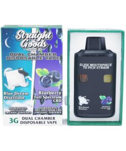 Straight Goods – Dual Chamber Vape – Blue Dream + Blueberry Full Spectrum CBD (3G + 3G)