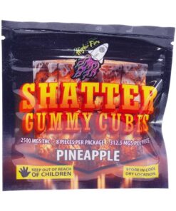 Higher Fire Extracts – Shatter Gummy Cubes – Pineapple 2500mg THC