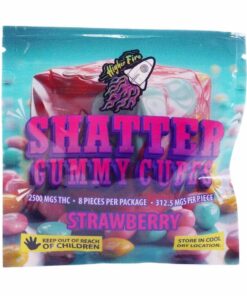 Higher Fire Extracts – Shatter Gummy Cubes – Strawberry 2500mg THC