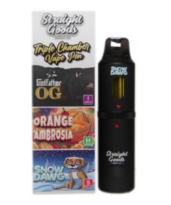 Straight Goods – Triple Chamber Vape – Godfather OG + Orange Ambrosia + Snow Dawg (3 Grams + 3 Grams + 3 Gram)