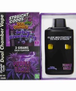 Straight Goods – Dual Chamber Vape – Juicy Blueberry x Purple Urkle (3 Grams + 3 Grams)