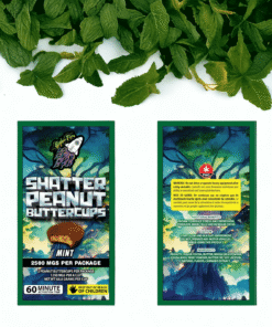 Higher Fire Extracts – Shatter Peanut Butter Chocolate Cups – Mint 2500mg THC